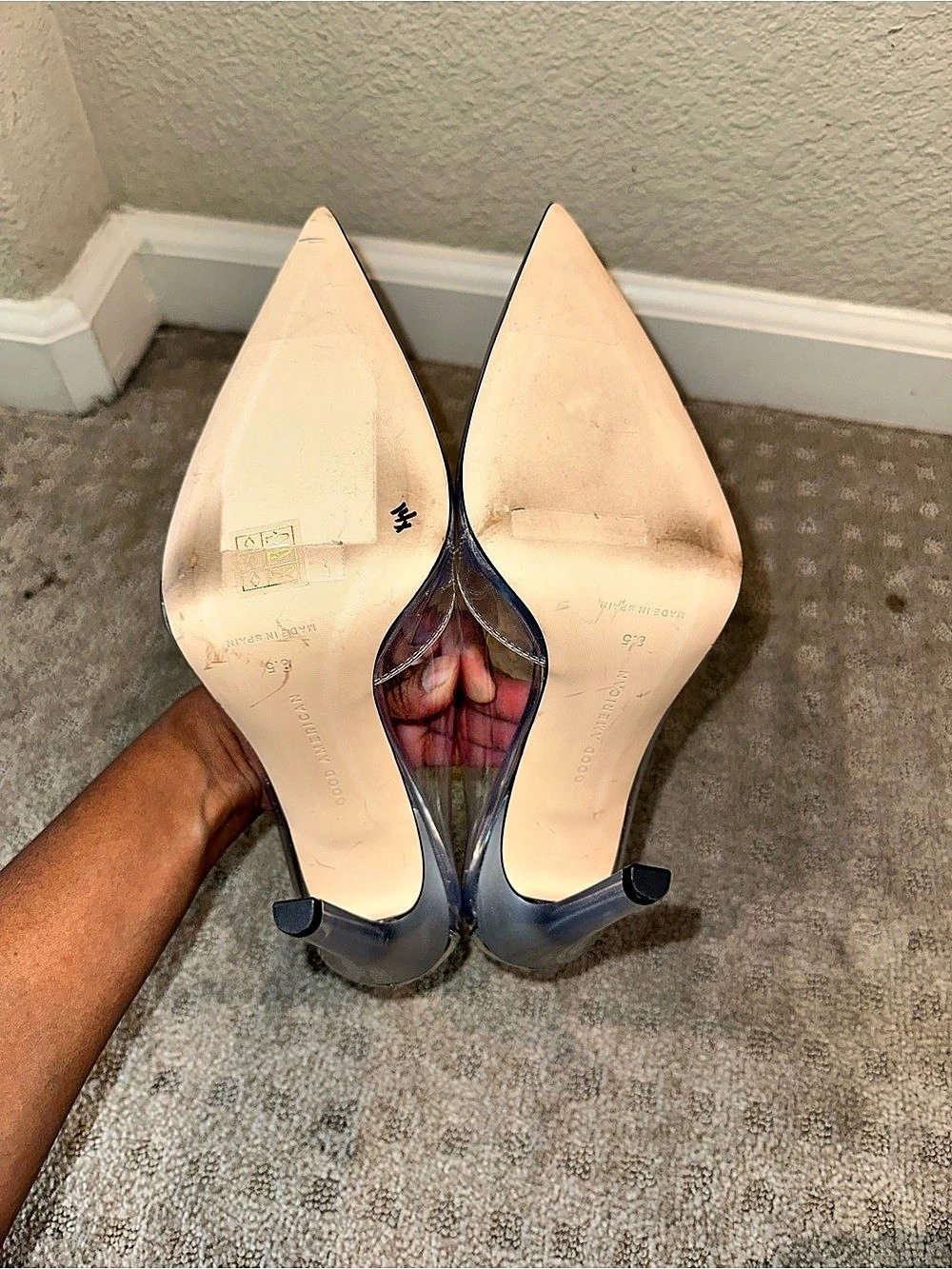 Good American Metallic Silver Pointed Toe Pumps Women's 8.5 - Picture 5 of 7